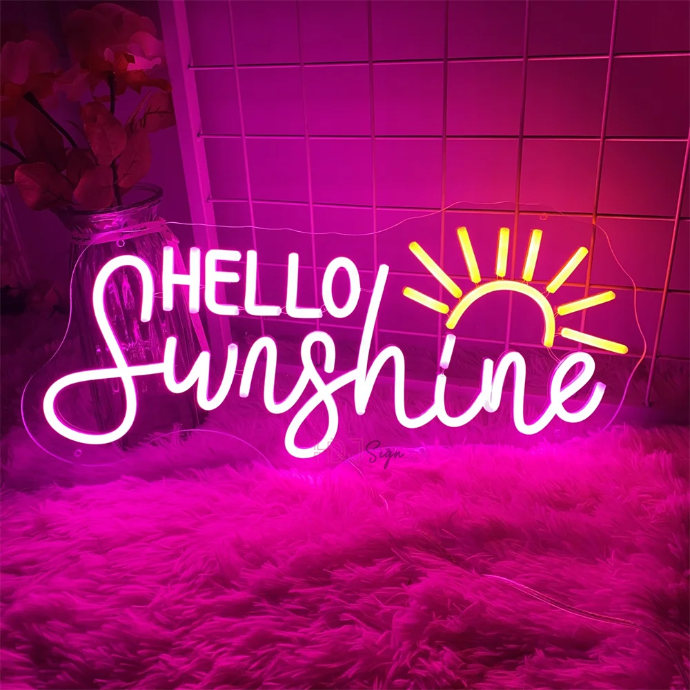 

Neon Led Sign Hello Sunshine Custom Led Night Lights Sign USB for Room Wall Decor Bar Birthday Game Room Decoration Neon Lamps