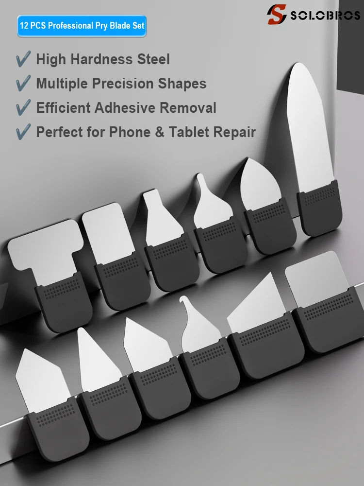

Набор для разборки Solobros TE-203 12-в-1: прецизионные лезвия для ремонта телефонов, открытия задних крышек и стекол, инструмент для вскрытия корпусов