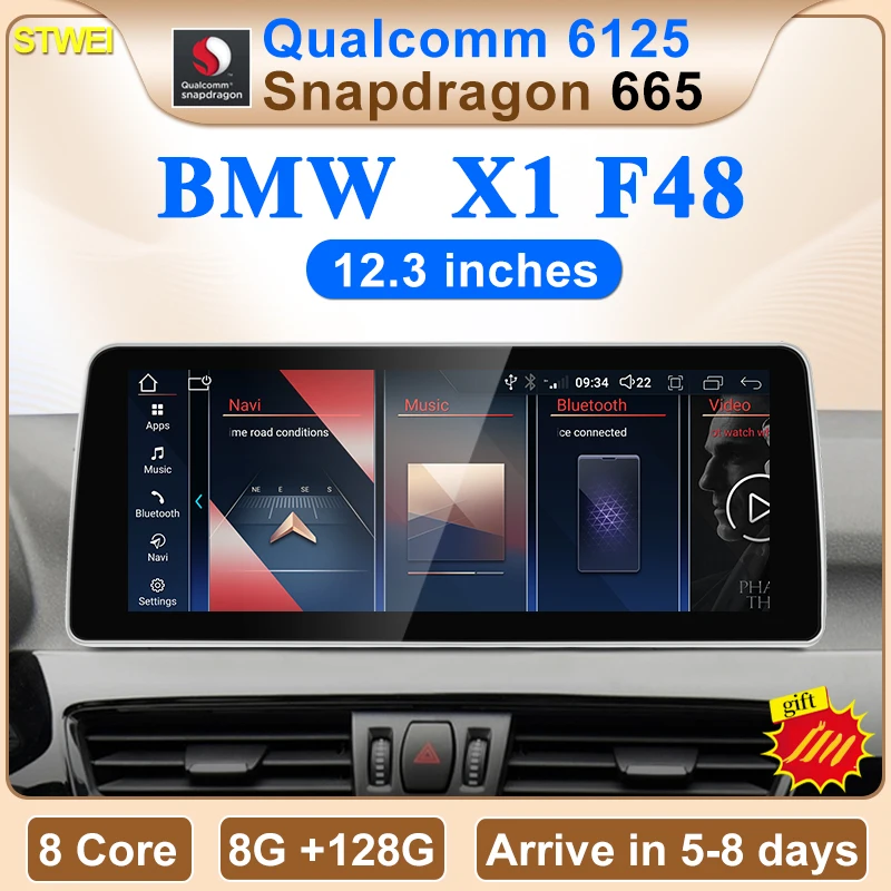 NEW ID8 Snapdragon665 8G 128G 12.3inch Apple Carplay For BMW X1 F48 Multimedia Navigation Intelligent System Car Video Players