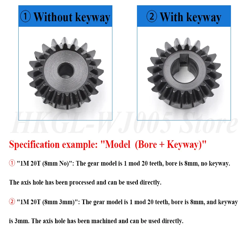 1:1.5 Bevel Gear 1/1.5/2/2.5 Mod 20/30 Teeth 90 Degree Meshing Angle Steel Gear 45# Steel Transmission Gear Bore 6-30mm