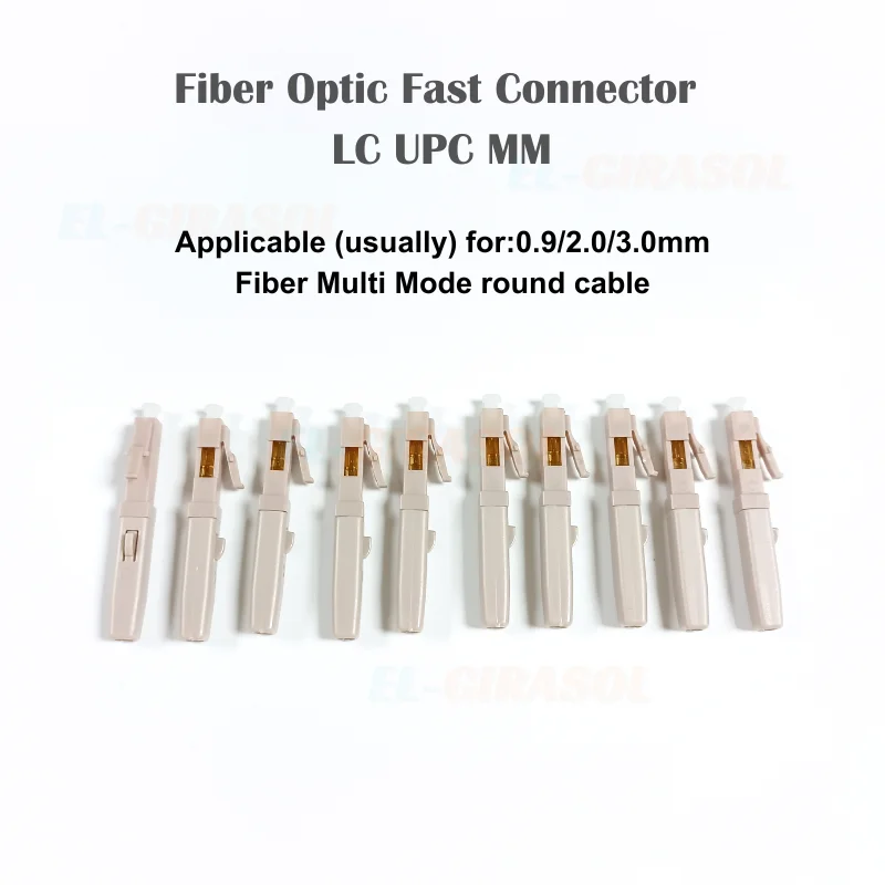 100% Original LC  UPC Multimode Fiber Optic Fast Connectors LC MM Fiber Optic Quick Connectors Adapter for FTTH 0.9/2.0/3.0mm