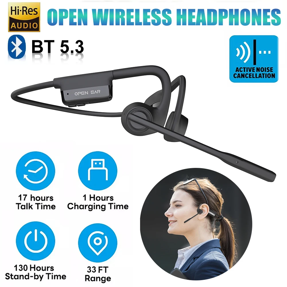 Bone Conduction Bluetooth Headphones Wireless Bluetooth Headset Gamer headphone Fast Charging Work Earphone with Microphone