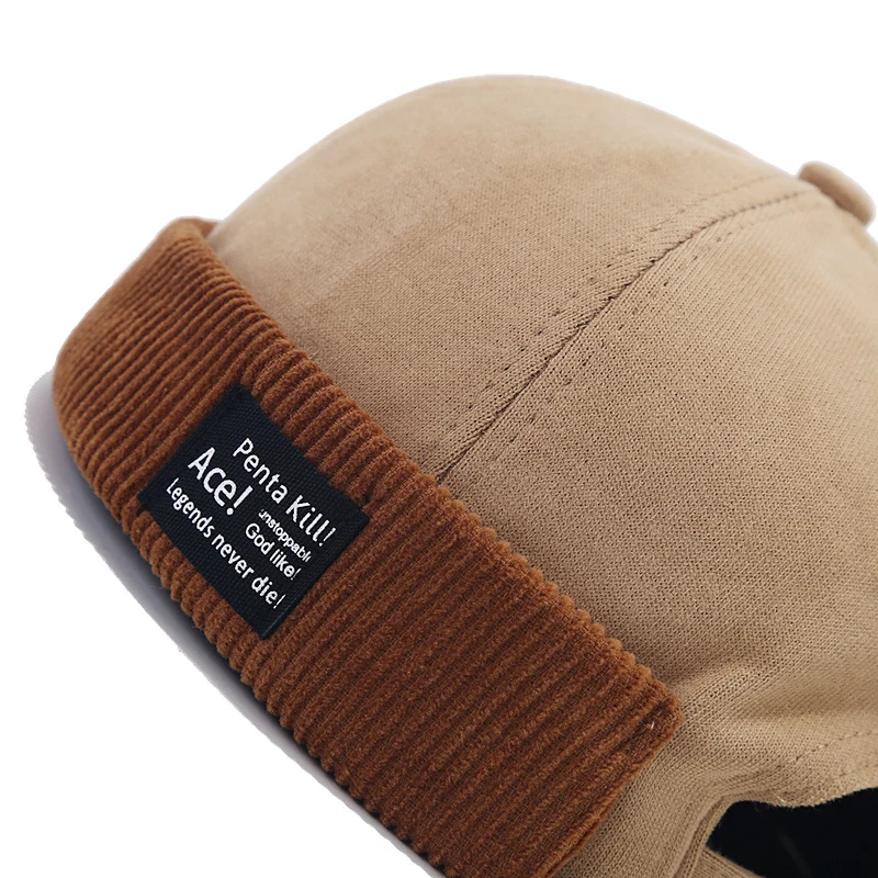 Bocca Beanie Hat Without Visor Docker Brimless Hats Dome Corduroy For Men Women Y2K Vintage Retro Streetwear Winter Autumn Cap