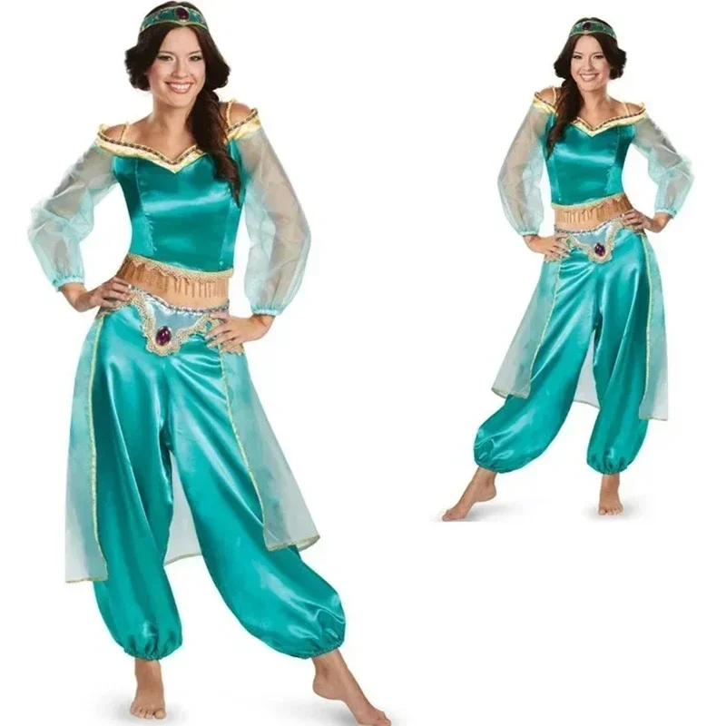 Disfraz de escenario de juego de rol de Aladino para adultos europeos y americanos, vestido de princesa Jasmine de Aladino para Halloween, Jasmine de Aladino