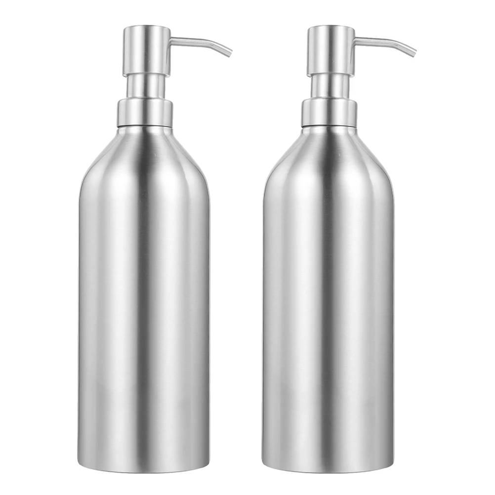 

2pcs Stainless Steel Soap Dispenser 304 Chrome Bottle Pump 700ml Reusable Shampoo Hand Lotion Bathroom Container