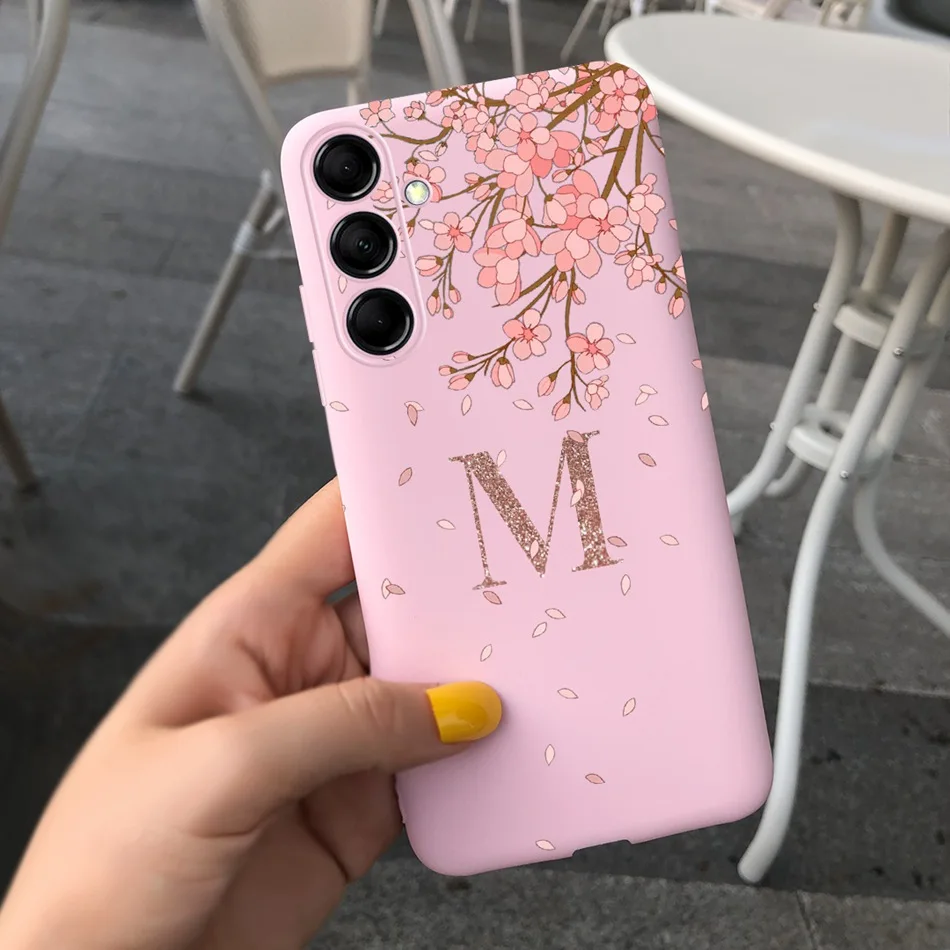 For Samsung Galaxy M54 F54 5G Phone Case 2023 Fashion Crown Sakura Initial Letter Soft Silicone Cover For Samsung M54 F54 M546B