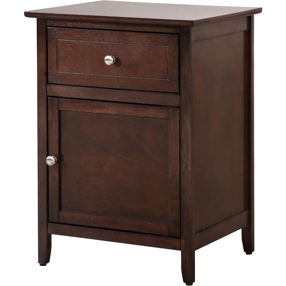 

Bedroom Furniture 1 Drawer 1 Door Nightstand in Cappuccino Bedroom Bedside Table Home