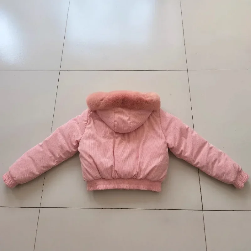 Women's Fall Winter Tops Jacket Cotton Coat Short Zipper Fur Collar Thicken Simple Advanced Comfortable Casual Brand Fashion