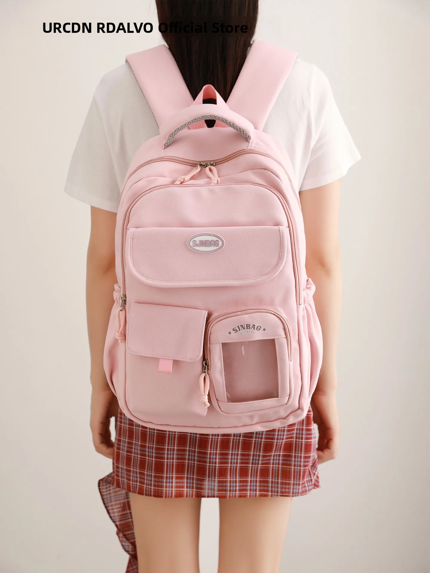 UR Розовая студенческая сумка колледжа объединитель 2025, летняя новая женская двойная сумка на плечо для путешествий, милая школьная сумка с мягкой ручкой