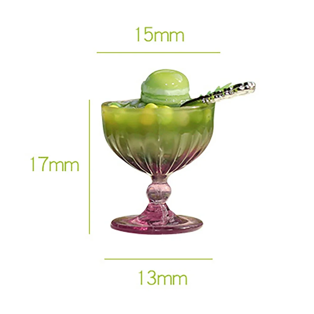 1Pcs 1/12 Dollhouse Miniature Matcha Desserts Ice Cream Model Mini Food Drinks Toy for Doll House Accessories Decoration ob11