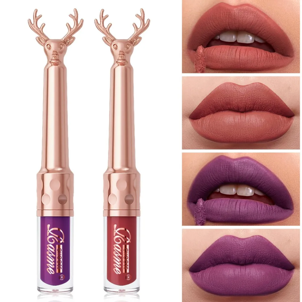أحمر شفاه غير لامع مقاوم للماء، أحمر شفاه مرطب يدوم طويلاً، أحمر شفاه كريستالي لامع، مستحضرات تجميل نسائية #1