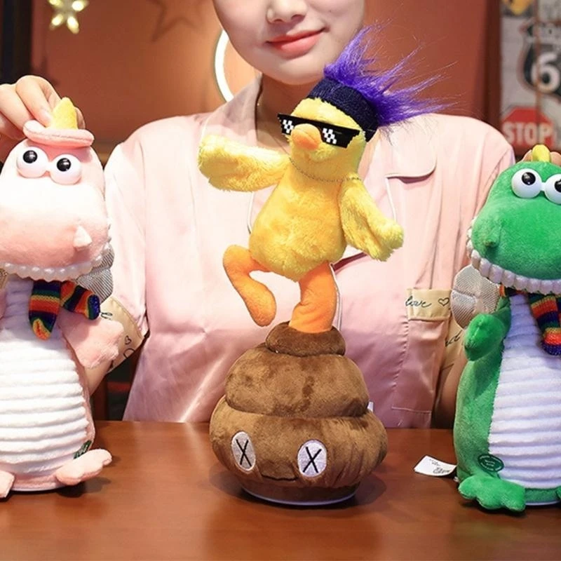 لعبة حيوانات كرتونية قطيفة دمية حيوانات محشوة كهربائية مع صوت موسيقى للأطفال 15UB