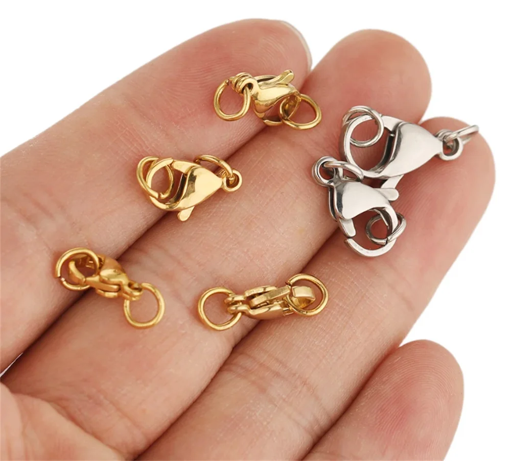 25Pcs Stainless Steel Lobster Clasps Jump Rings Hooks Connector Bracelet Necklace Chains DIY Jewelry Making Findings Supplies