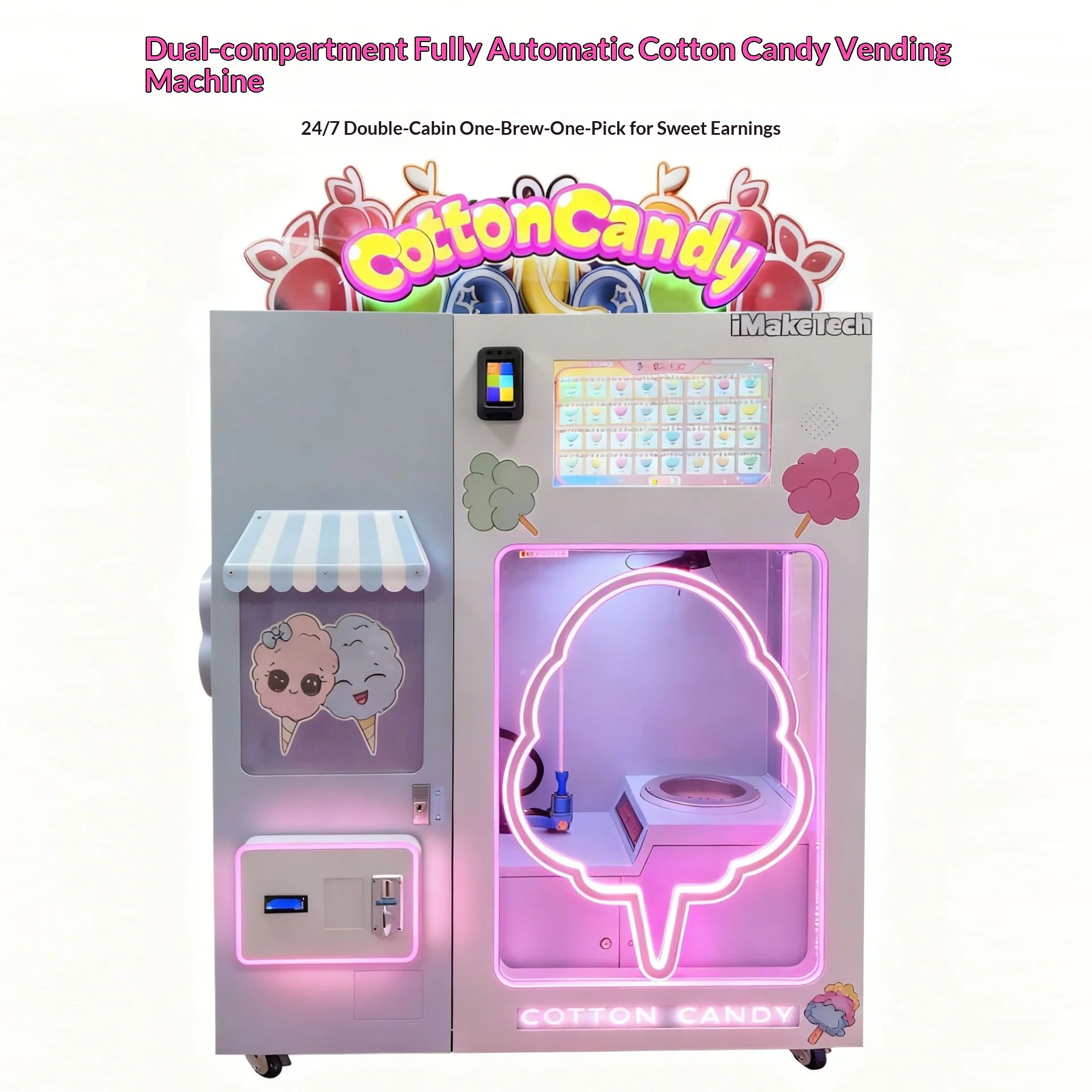 Intelligent Commercial Cotton Candy Vending Robot Machine Automatic Scanning Code For Shopping Malls Unmanned Cinemas Amusement