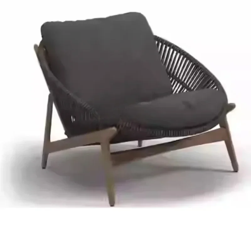 Y  Outdoor solid wood sofa garden bed and breakfast leisure rattan chair teak small apartment balcony designer villa furniture