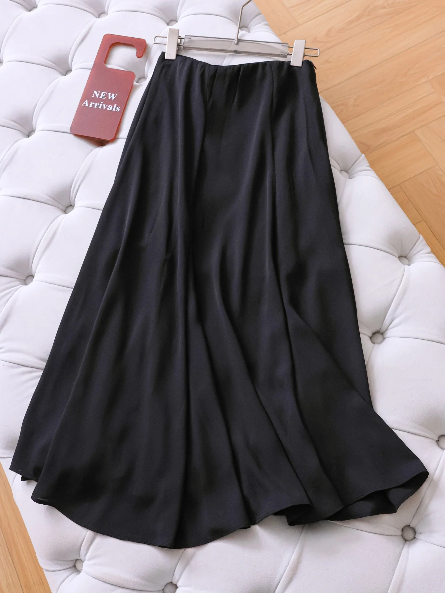 

Black Slimming High Waist Loose Drape Comfortable Long Skirt A-Line Half-length Women's Spring New Style W532 Asymmetrical Gown