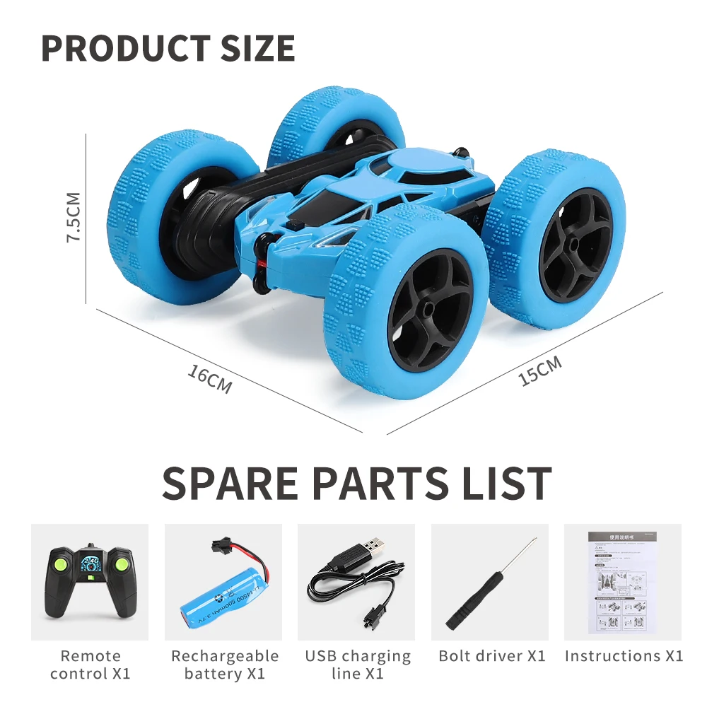 2.4G RC Stunt Car Children Double Sided Flip Remote Control Car 360 Degree Rotation Off Road Rc Drift Cars For Pink Girls Toys