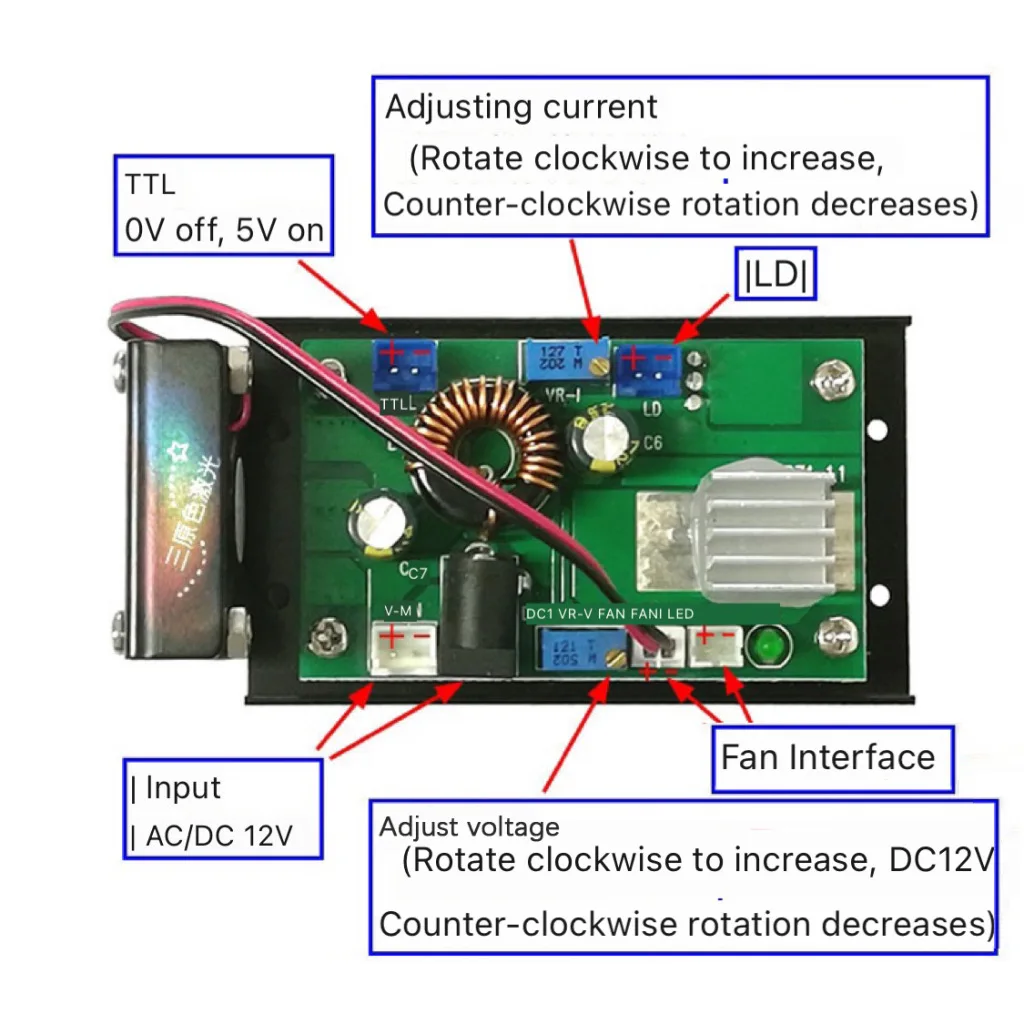 Red/Green/Blue Universal High Power Laser Diode Constant Current Driving Current and Voltage Adjustable TTL Modulation