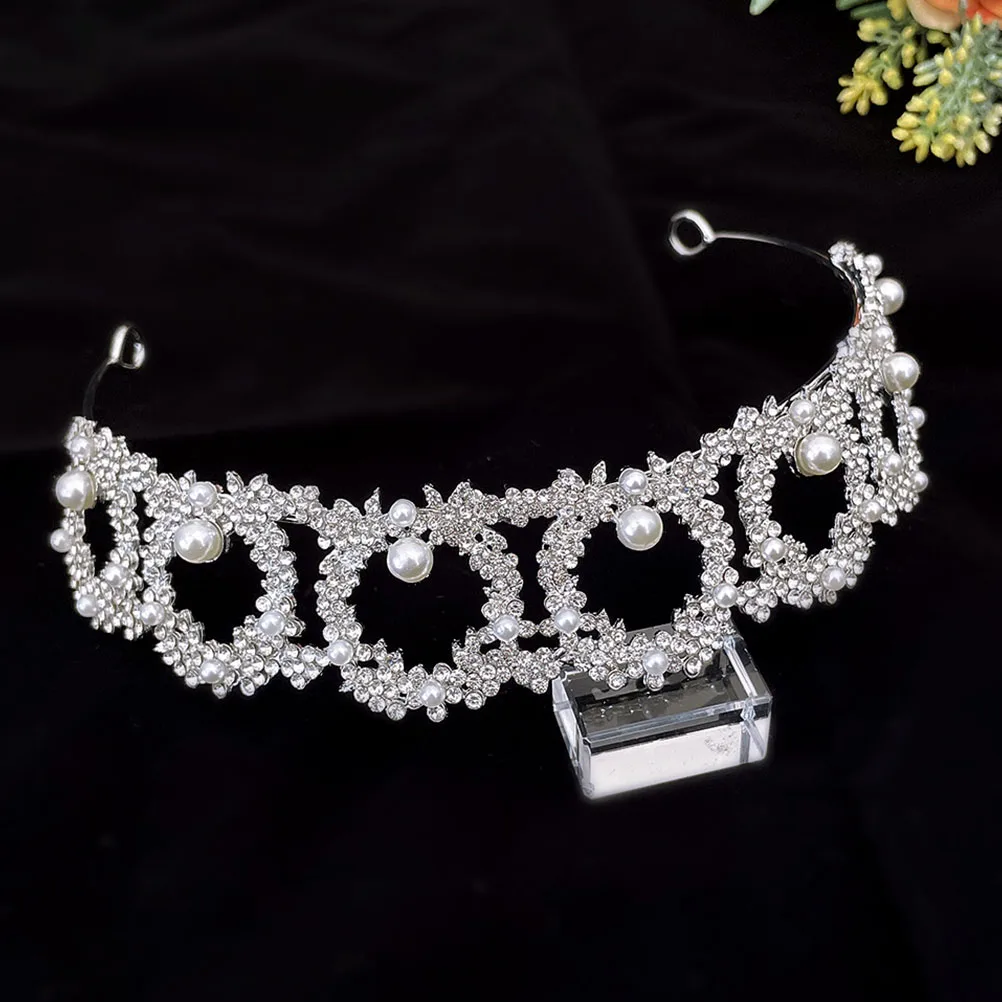

Pearl Alloy Crown Head Headbands Crowns Tiara Bridal Hair Accessories for Women Wedding Girl Miss