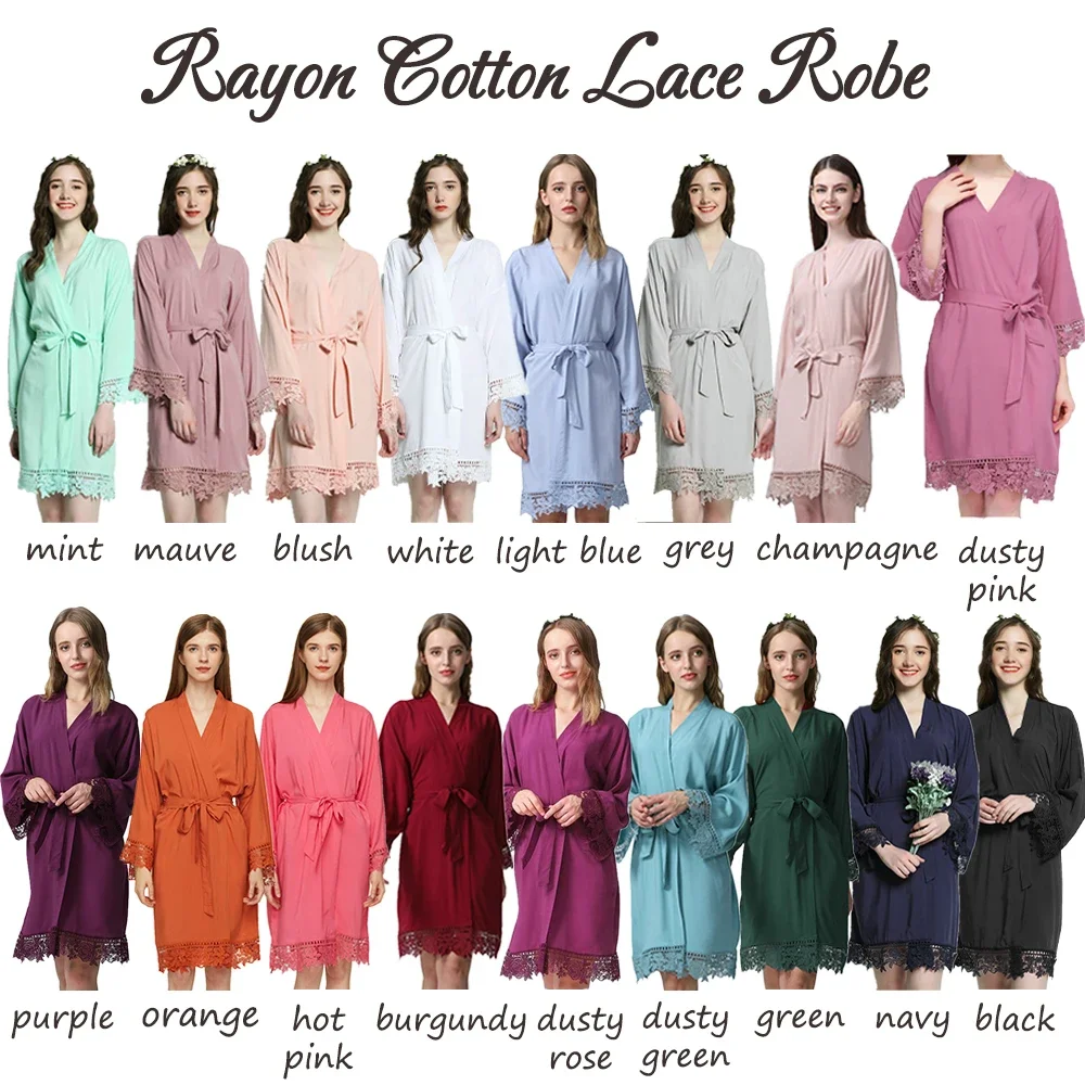 Jubah pesta pengantin Rayon jubah renda katun Kimono wanita jubah pengiring pengantin tim pendek mewah