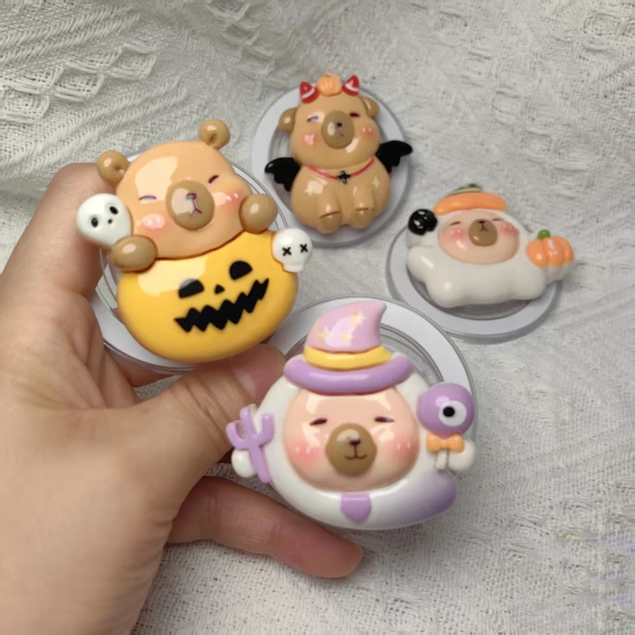 Supporto magnetico fantasma di Halloween per supporto pieghevole universale Smart Tok Magsafe per presa Tok con impugnatura per capibara zucca 3D per iPhone