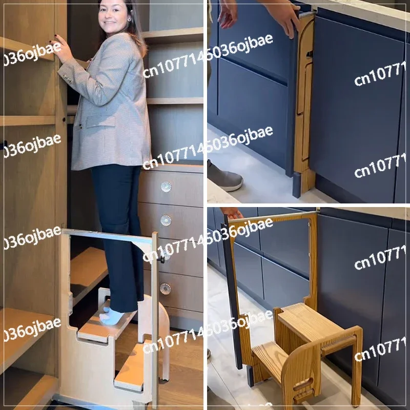 

Кухонная двухступенчатая лестница, левая и правая, общее хранилище, встроенная лестница, бытовой табурет с узким зазором, скрытая складная лестница
