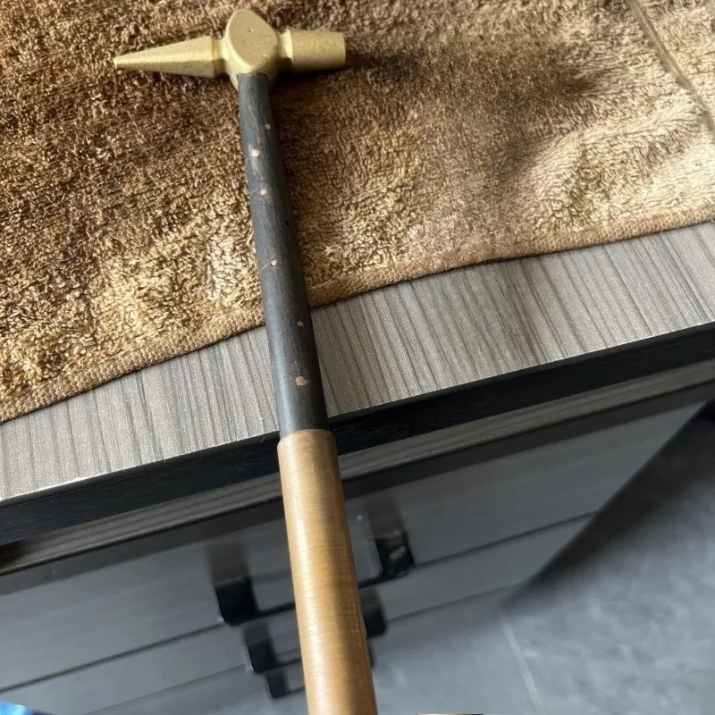 Explosion-proof Copper Alloy Small Hammer Wooden Handle Multifunctional Shockproof One-horned Hammer Instrument Maintenance Tool