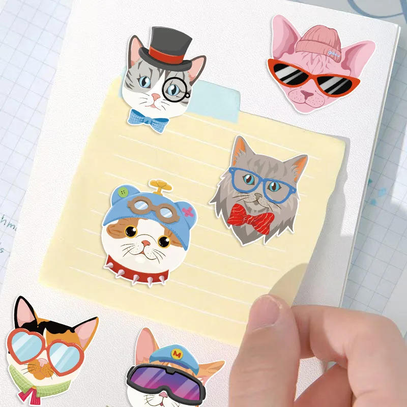 8Pcs Cartoon Katze Kopf Gesicht Ändern Puzzle Aufkleber Niedlichen Tier Machen EIN Gesicht Spielzeug Gesicht Ändern kinder Spielzeug telefon DIY Aufkleber