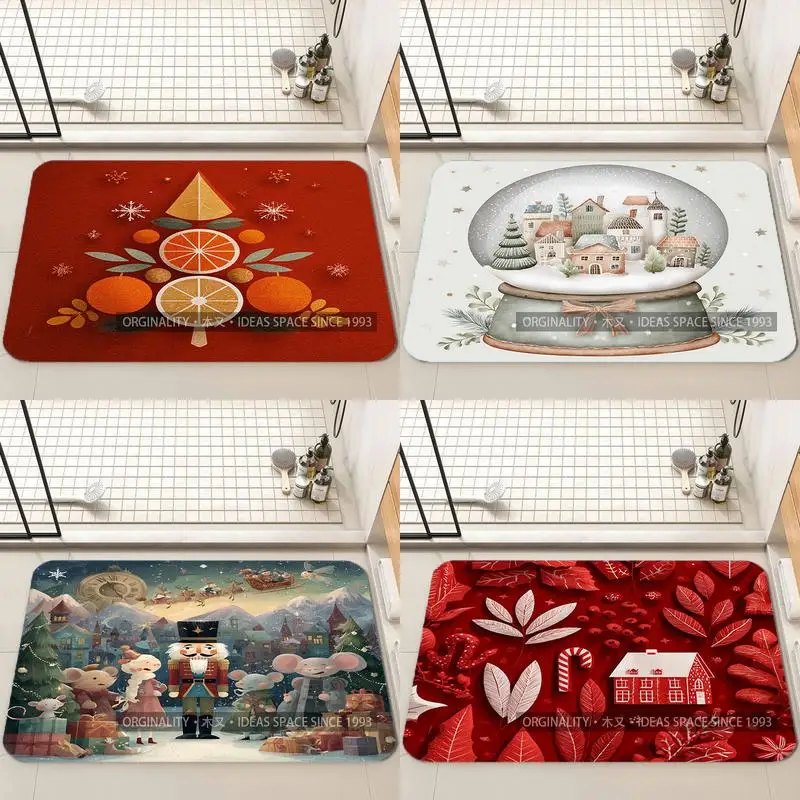 

Коврик с рождественским узором, украшение для гостиной, домашний диван, нескользящий ковер, кабинет, спальня, татами, детский мягкий напольный коврик
