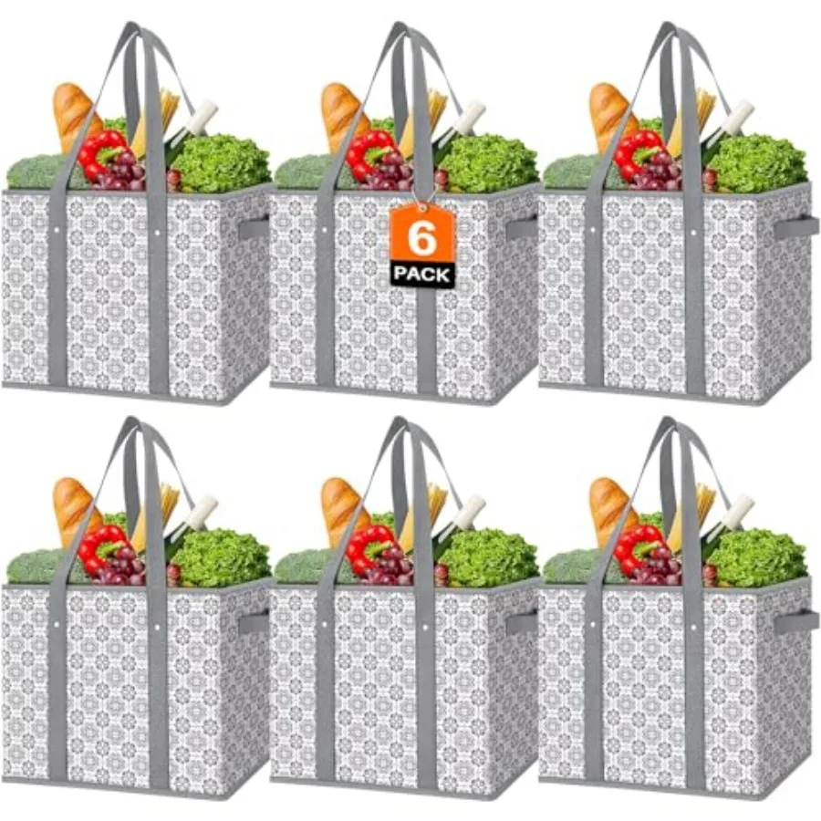

Reusable Grocery Bags [6 Pack], Large Grocery Tote Bag Water Resistant Shopping Bags Foldable Grocery Bag for Clothes, Shoes an