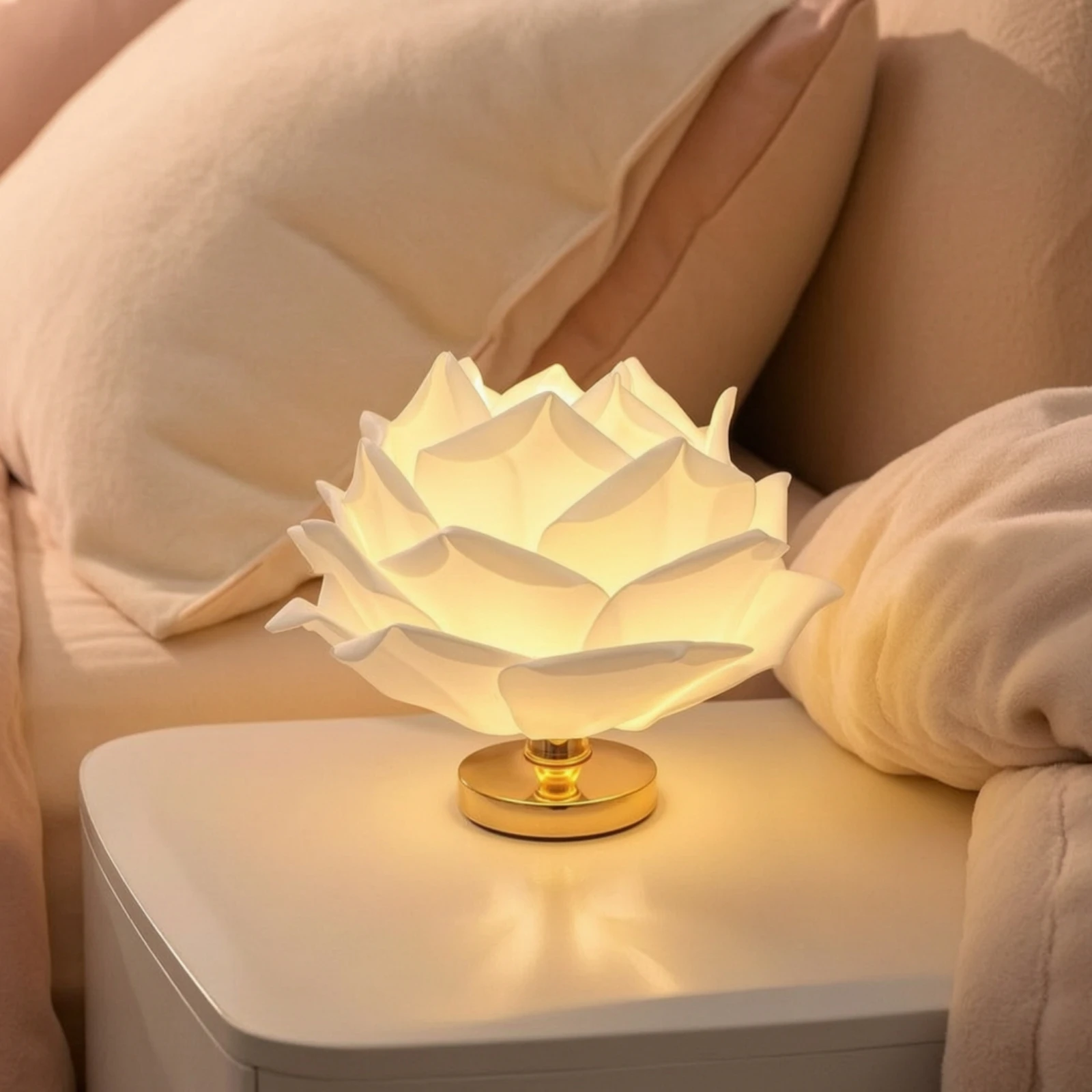 Rose Table Lamp Corded Rose Lamp Sculptural Warm Light for Bedroom, Reading Corner view 4