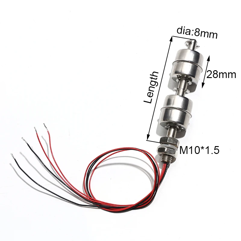 1PC Stainless Steel Double Floating Ball Switch Adjustable Water Level Automatic Induction Controller Length100mm-600mm