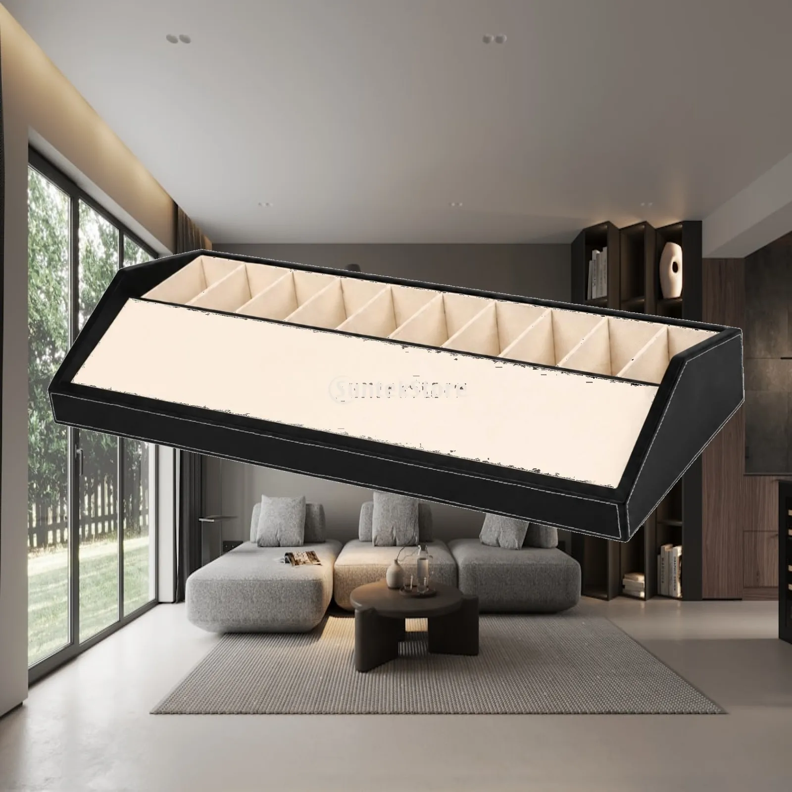 Belt Display Box Structured Sloped Belt Display Case with Fabric Li-Ning Space-Saving Scratch-Resistant for Wardrobe