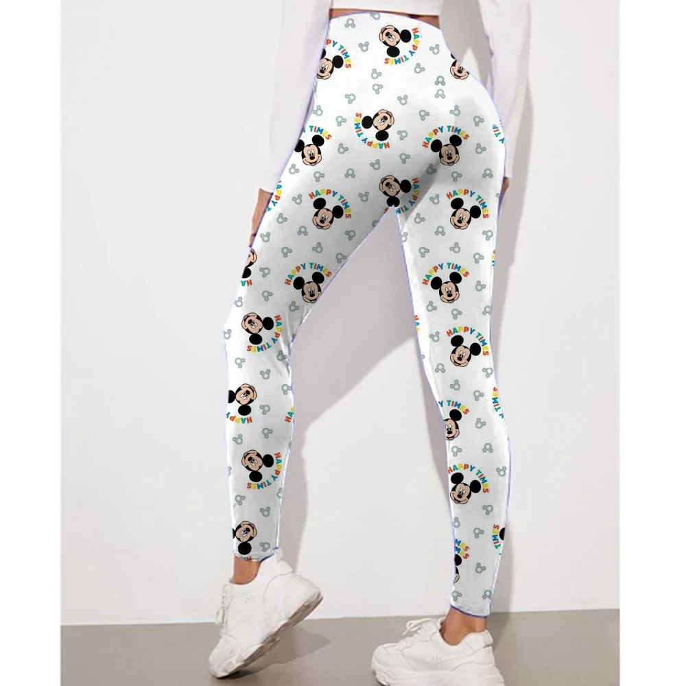 ผู้หญิงยิมLeggings Disney Mickey Mouse Minnieพิมพ์Mujer Push Up BootyกางเกงScrunchกีฬาฟิตเนสสูงเอวออกกําลังกายโยคะ