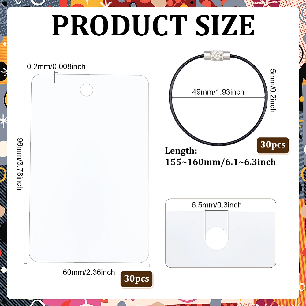 30pcs Sublimation Luggage Tag Blanks Travel Bag Tags with Stainless Steel Loop Plastic Suitcase Name Tag Luggage Labels Blank