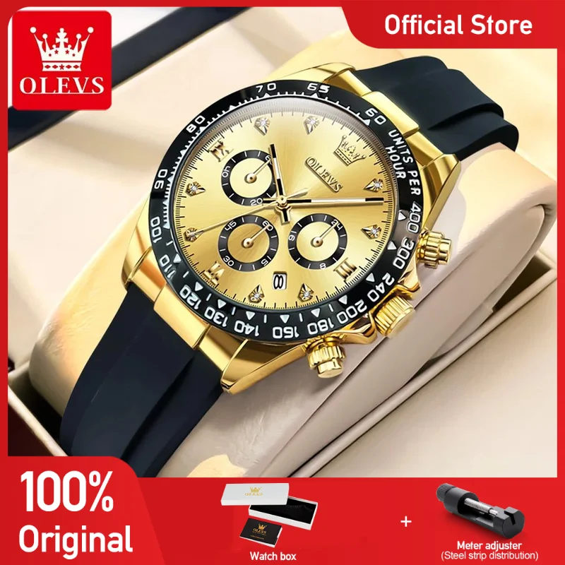 

OLEVS 5618 Women Watch Luxury Silicone Strap Multifunctional Chronograph Quartz Watch Waterproof Ladies Watch Bracelet Set Gifts
