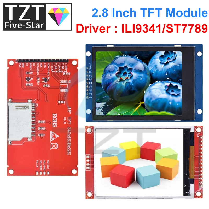 Imagem -03 - Tzt Lcd Serial Port Module para Arduino 2.8 240x320 Spi Tft Pcb Micro sd Ili9341 St77v 5v 3.3v 2.8 Display Led