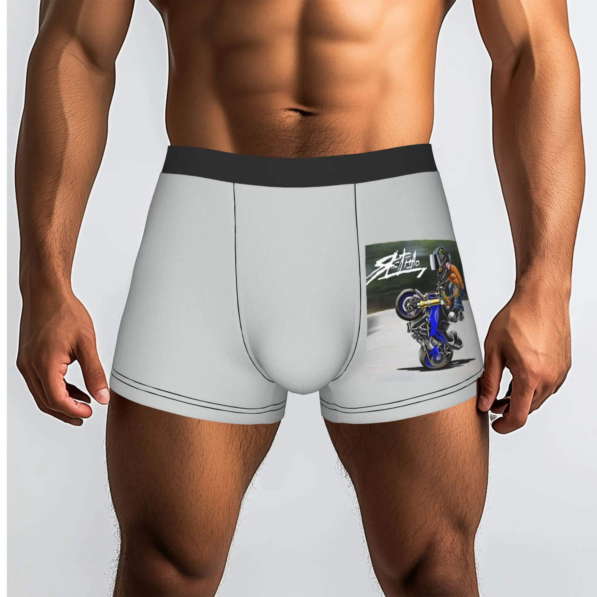 Custom Male Cool Speed Stunt Sport Extreme Motorcycle Underwear Mobile Bike Cartoon Boxer Briefs Soft Shorts Panties Underpants