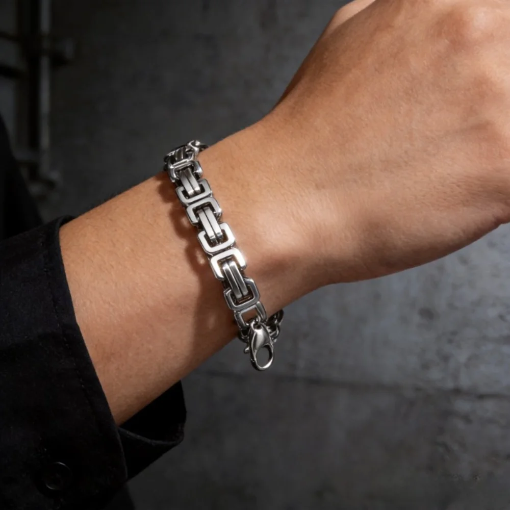 5 mm dickes byzantinisches Armband aus Edelstahl, kubanische Gliederkette, Hip-Hop-Streetwear-Armband, minimalistisch, retro, vielseitig für den täglichen Gebrauch.