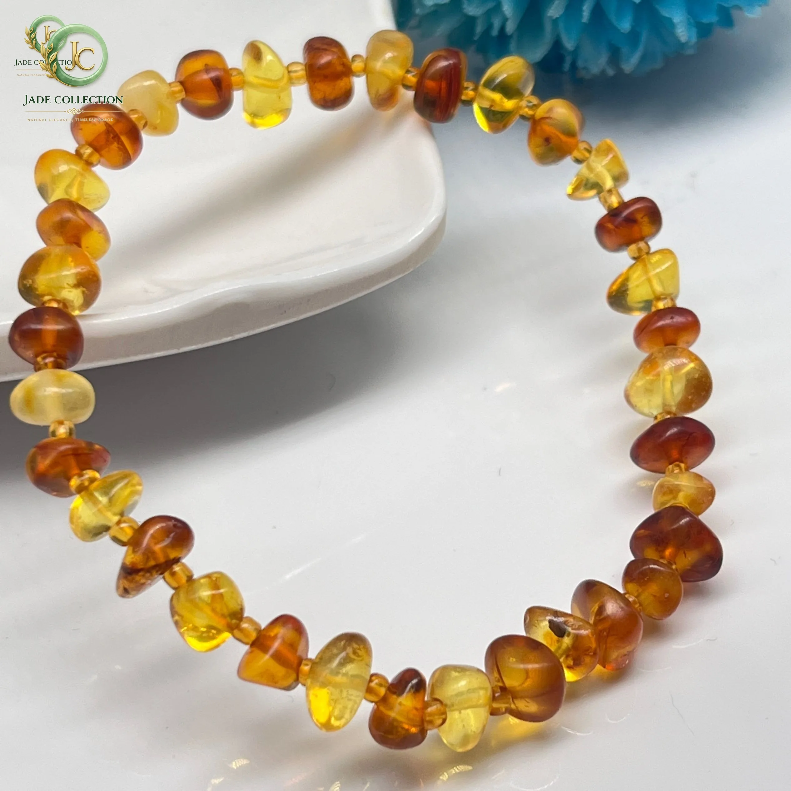 Natural Raw Amber Bracelet Women Fine Jewelry Genuine Chinese Hetian Jades Nephrite Baltic Colorful Amber Tumble Stone Bracelets