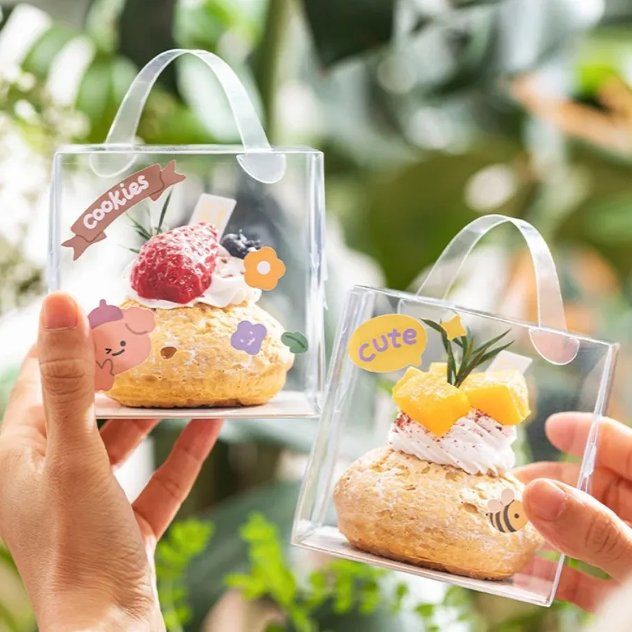 Fruit Puff Cake Wrapping Case Disposable Transparent Packaging Box for Bread Dessert Mousse Handheld Plastic Box Party Supplies
