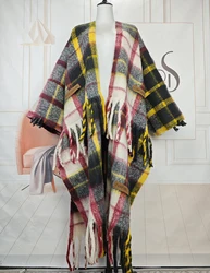 Classic Stripe Printed Winter Women Thick Long Loose Cardigans Africa Female Loose Comfortable Open Front Tassel Duster Coa