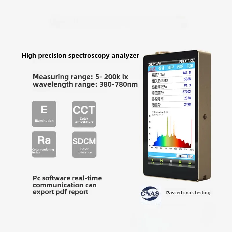 

Handheld Spectral Illuminance Meter, Color Temperature Color Coordinate Color Rendering Index Tester OHSP350