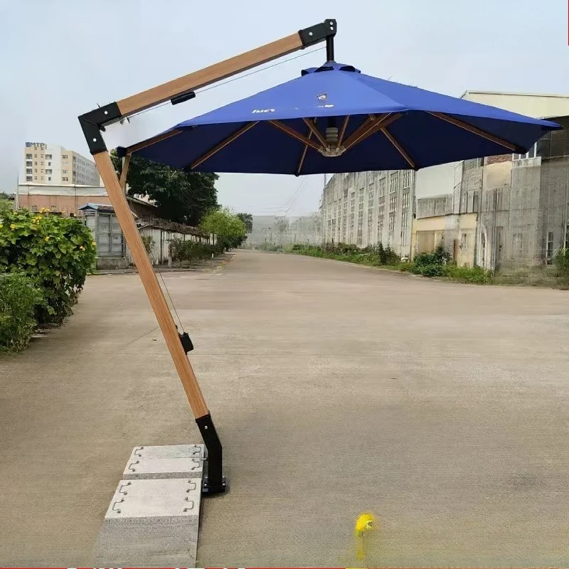 

Imitation wood grain all-aluminum 7-character parasol sales department five-star hotel outdoor garden courtyard leisure