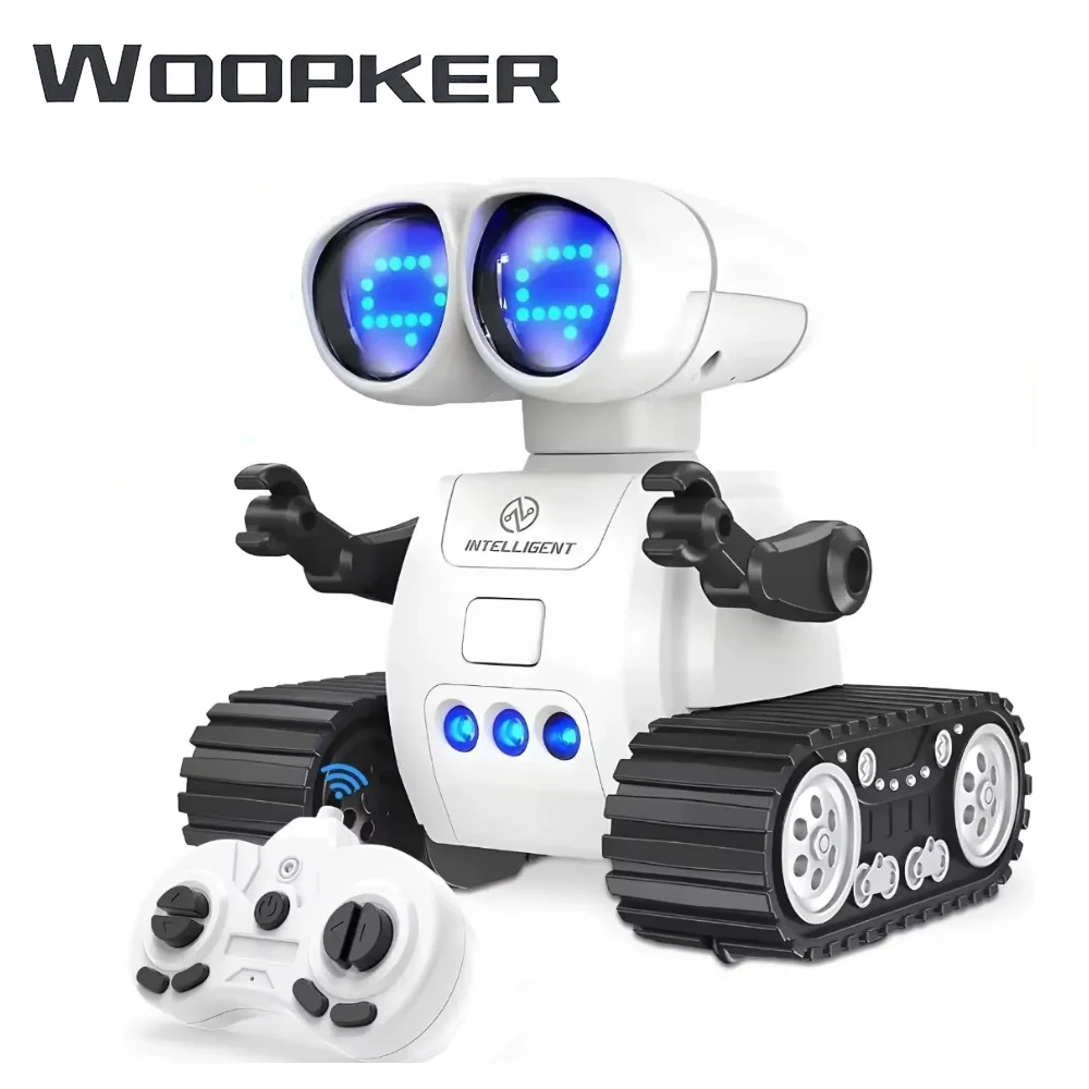 WOOPKER Rechargeable RC Robot Toy with Gesture & Remote Control, LED Eyes, Music, Dancing, Walkie-Talkie, Demo Mode Interact