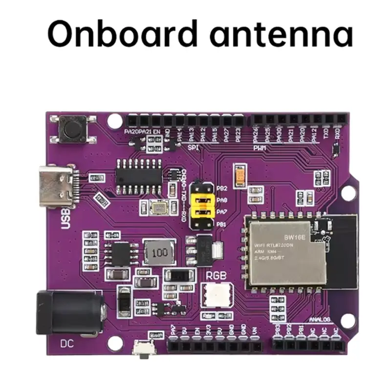 AS95-BW16 Development Board RTL8720DN Dual-Band Wifi 5.0 Bluetooth Module USB TYPE-C Onboard PCB Antenna, Antenna A