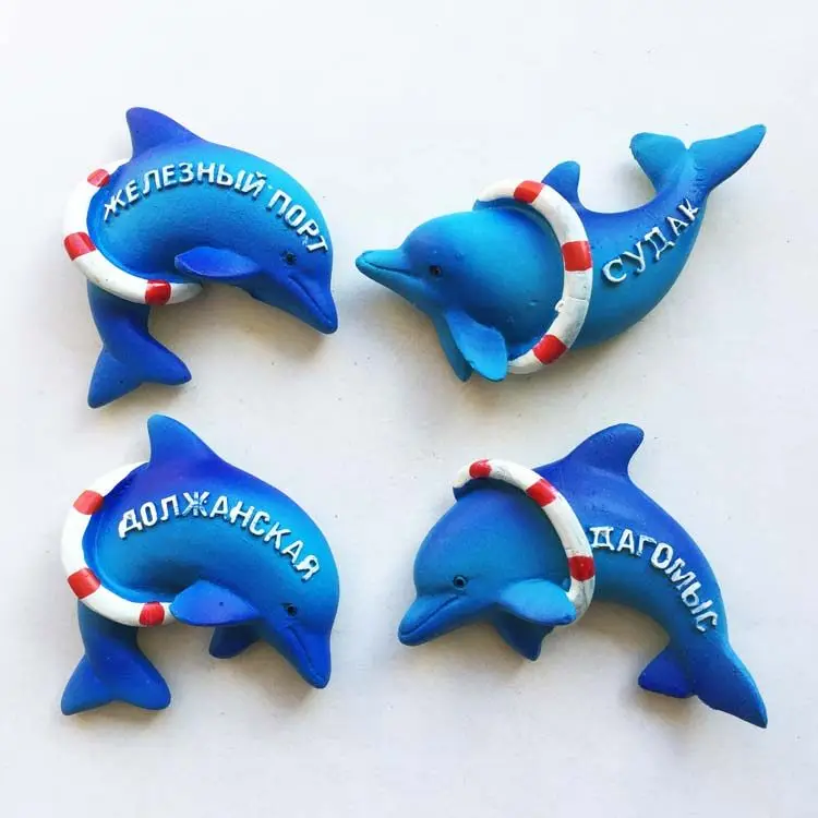 Creative Russian Tourist Souvenir Cute Dolphin Show Semi 3D Magnetic Sticker for Refrigerator Unique Collection Item