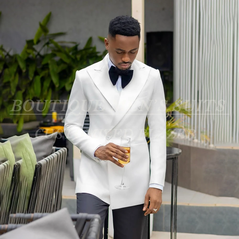 

Formal Men's Suits Luxury Wedding Double Breasted Back Vent 2 Piece Jacket Pants Sets High Quality Male Clothing Outfits Blazer