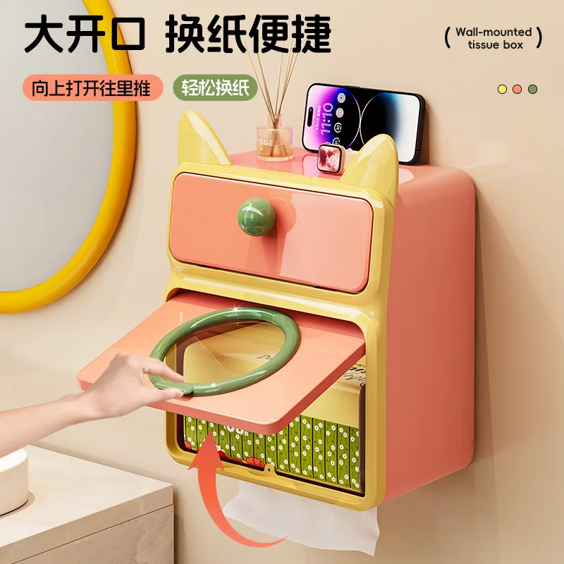 wall-mounted toilet carton Household toilet No punching tissue box waterproof sanitary napkin rack
