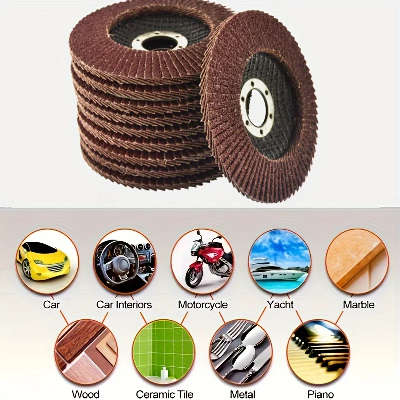 15 lembar aluminium frosted, ukuran 4,5 inci, grit 40-120, cocok untuk mesin gerinda sudut, warna cokelat kemerahan, alat perkakas listrik untuk mesin gerinda